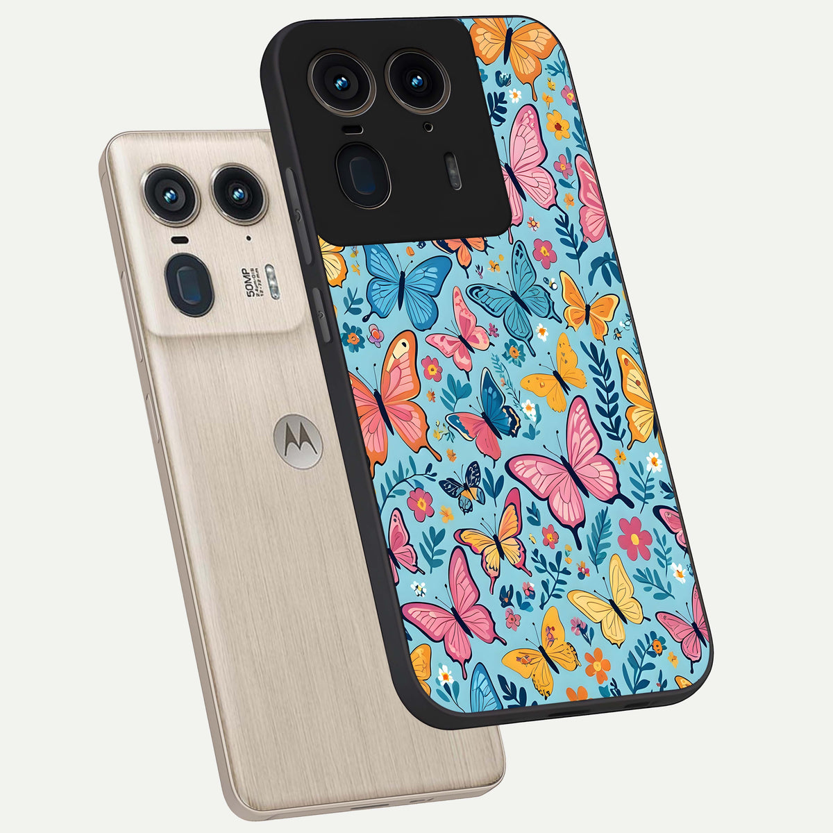  Spring Wing Garden phone case For Moto Edge 50 Ultra showing premium glass back cover with detailed artwork