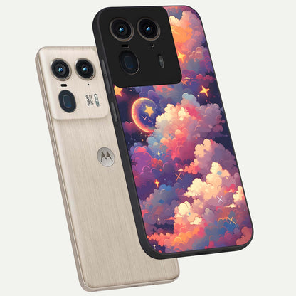  Starlit Dream Clouds phone case For Moto Edge 50 Ultra showing premium glass back cover with detailed artwork