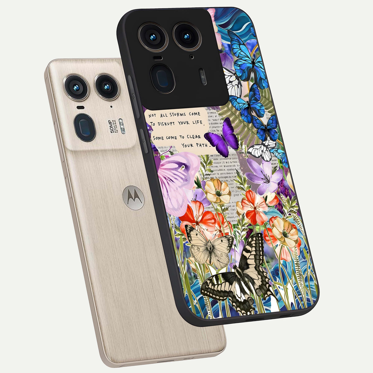  Storm Path Bloom phone case For Moto Edge 50 Ultra showing premium glass back cover with detailed artwork