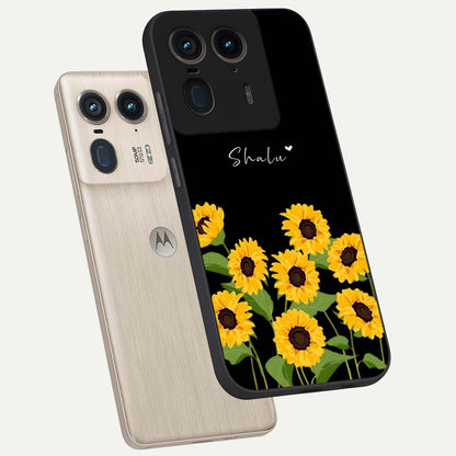  Sunflower Sky Bloom phone case For Moto Edge 50 Ultra showing premium glass back cover with detailed artwork