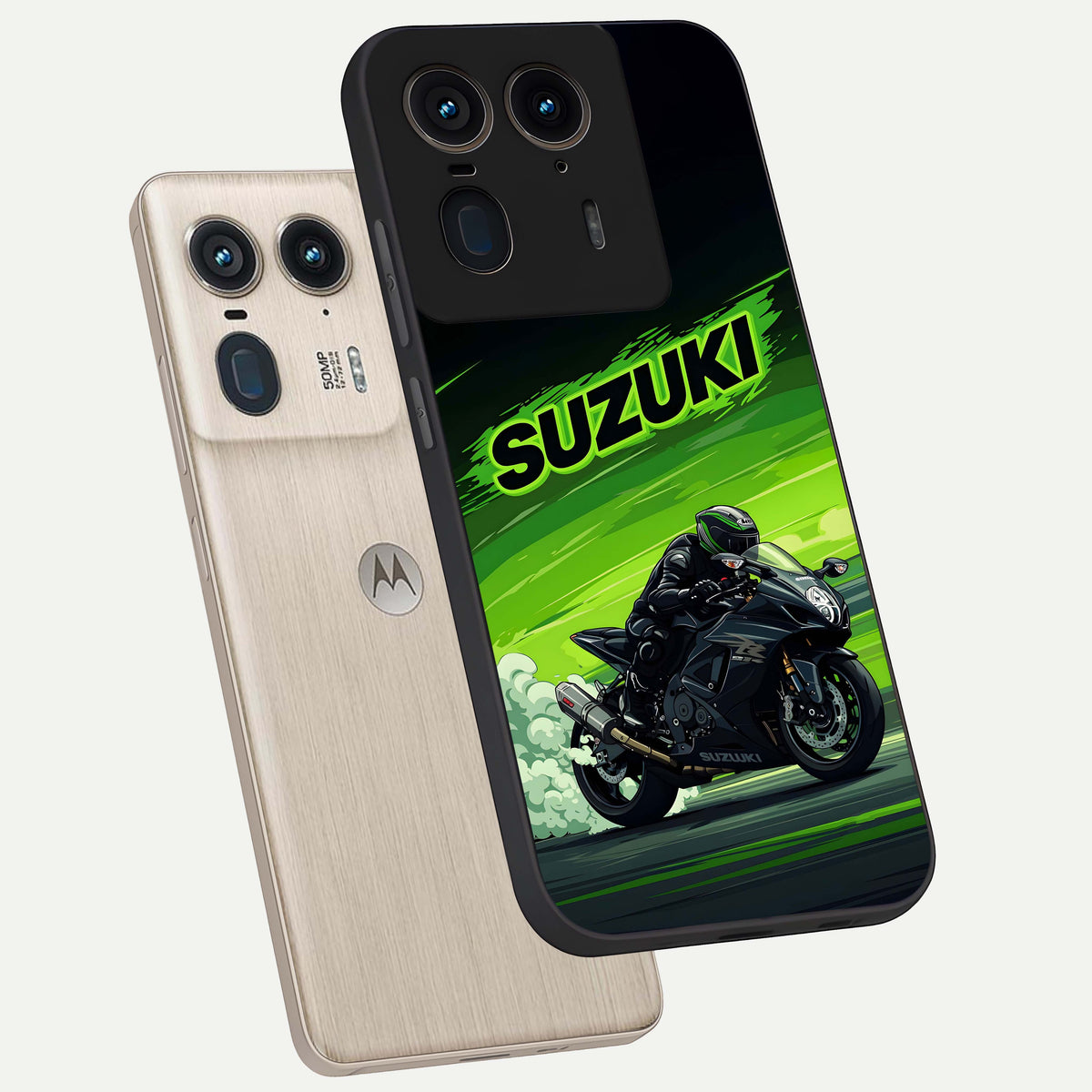 Suzuki Speed Beast phone case For Moto Edge 50 Ultra showing premium glass back cover with detailed artwork
