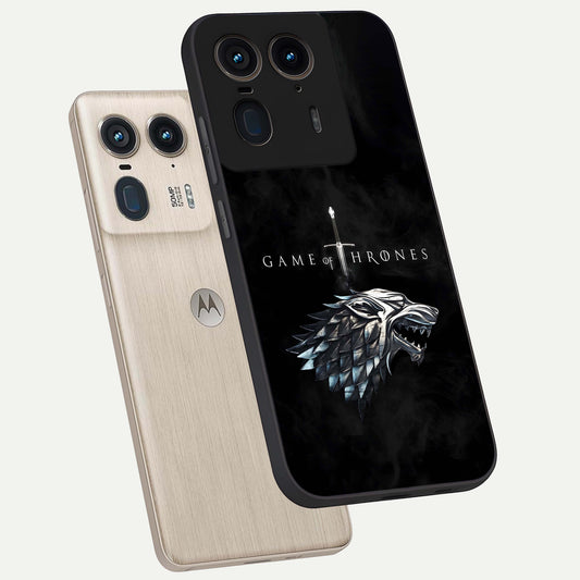  Throne Wolf Legacy phone case For Moto Edge 50 Ultra showing premium glass back cover with detailed artwork