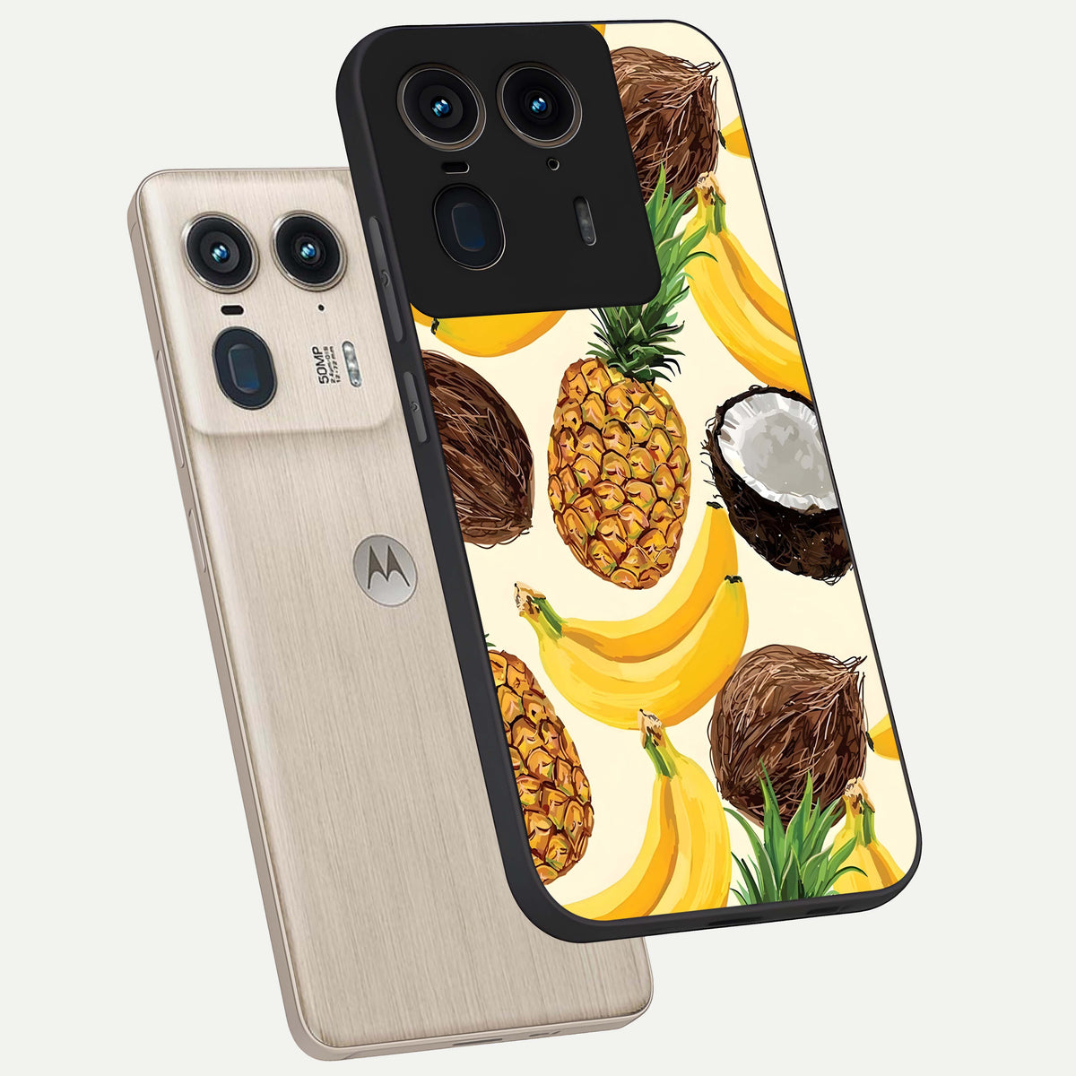  Tropical Fruit Mood phone case For Moto Edge 50 Ultra showing premium glass back cover with detailed artwork