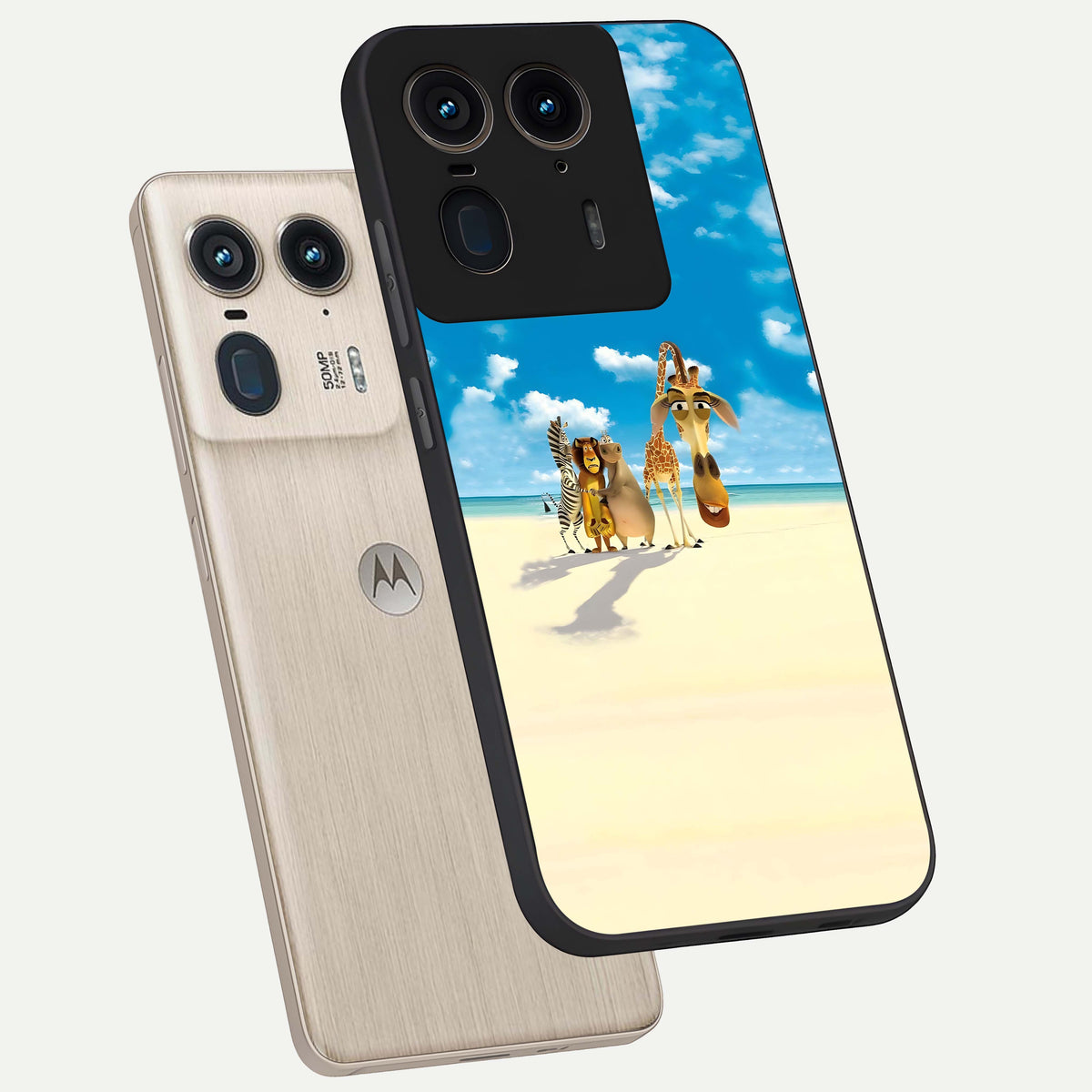  Tropical Fun Squad phone case For Moto Edge 50 Ultra showing premium glass back cover with detailed artwork