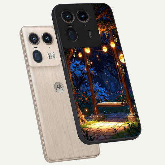  Twilight Garden Swing phone case For Moto Edge 50 Ultra showing premium glass back cover with detailed artwork