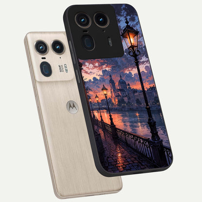  Twilight River Lights phone case For Moto Edge 50 Ultra showing premium glass back cover with detailed artwork