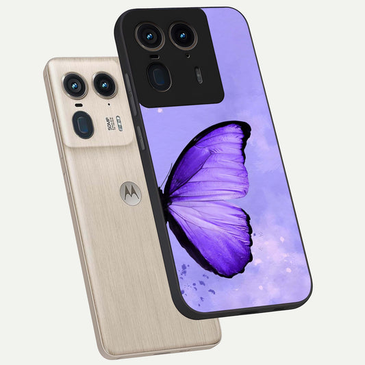  Violet Dream Wing phone case For Moto Edge 50 Ultra showing premium glass back cover with detailed artwork