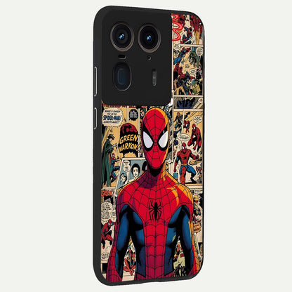  Aesthetic Spider back cover For Moto Edge 50 Ultra slim fit glass case with vibrant aesthetic design