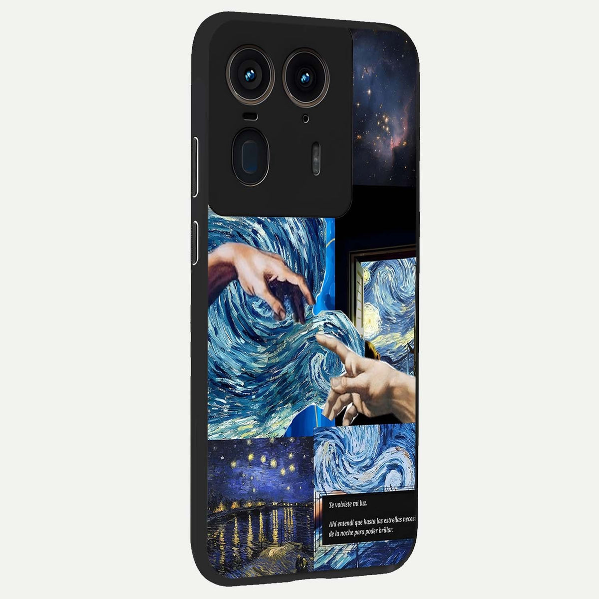  Aesthetic Vando Hands back cover For Moto Edge 50 Ultra slim fit glass case with vibrant aesthetic design
