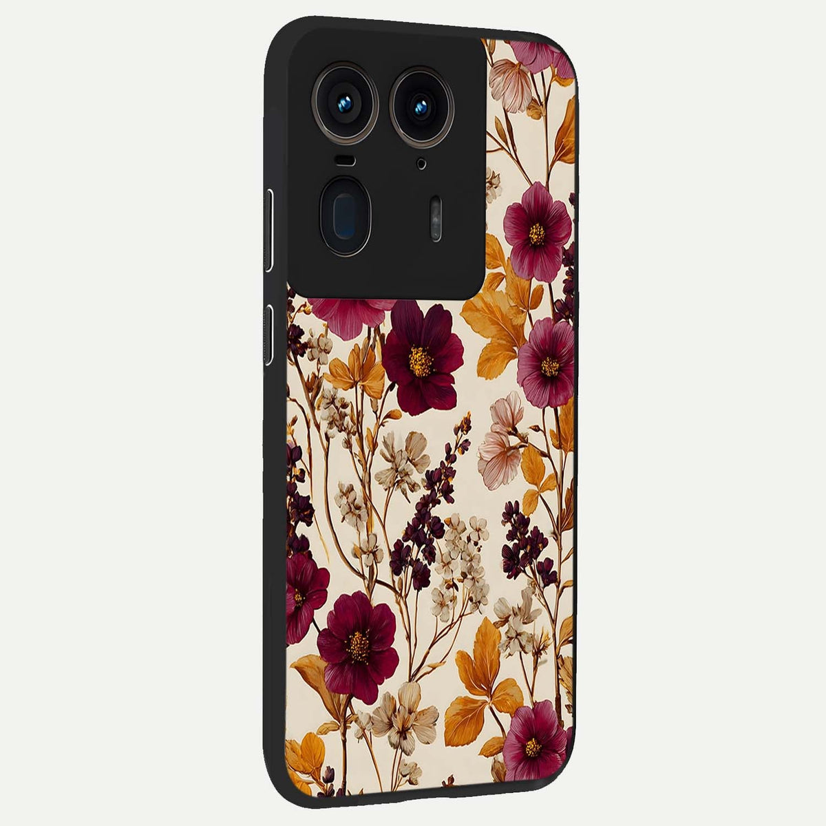  Autumn Wine Bloom back cover For Moto Edge 50 Ultra slim fit glass case with vibrant aesthetic design