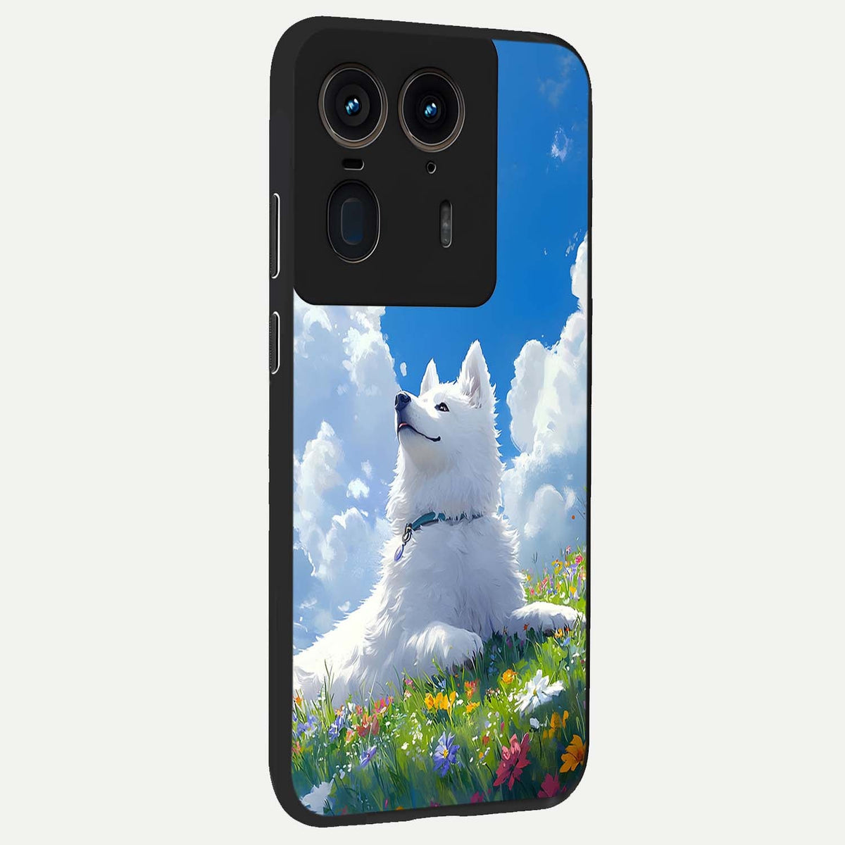  Blissful Cloud Pup back cover For Moto Edge 50 Ultra slim fit glass case with vibrant aesthetic design