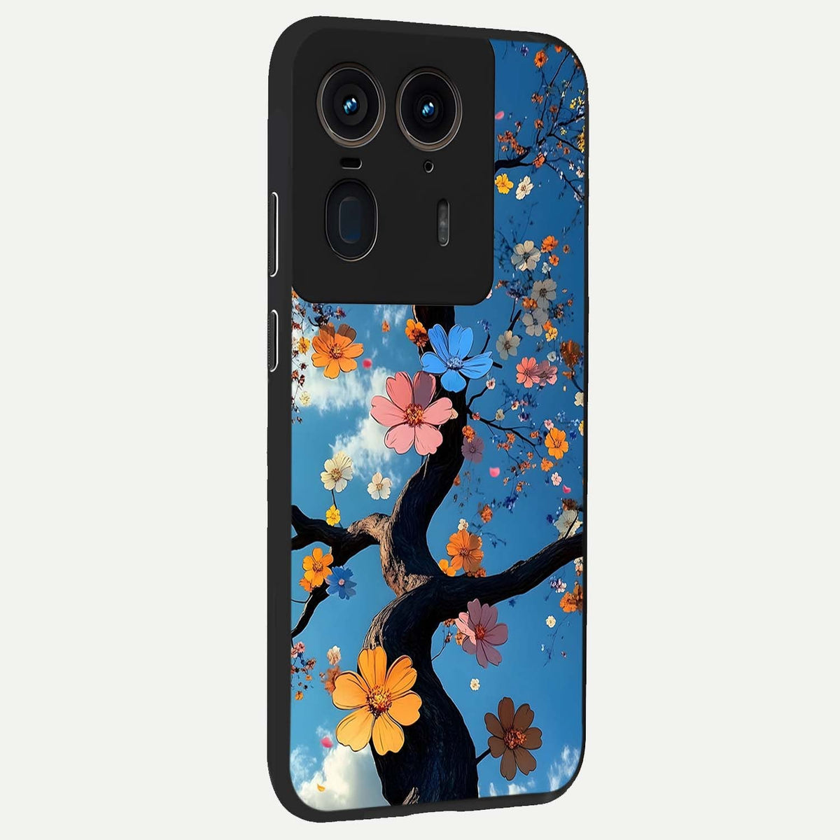  Blossom Dream Sky back cover For Moto Edge 50 Ultra slim fit glass case with vibrant aesthetic design