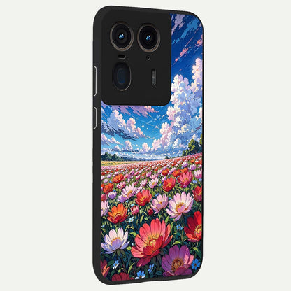  Blossom Sky Field back cover For Moto Edge 50 Ultra slim fit glass case with vibrant aesthetic design
