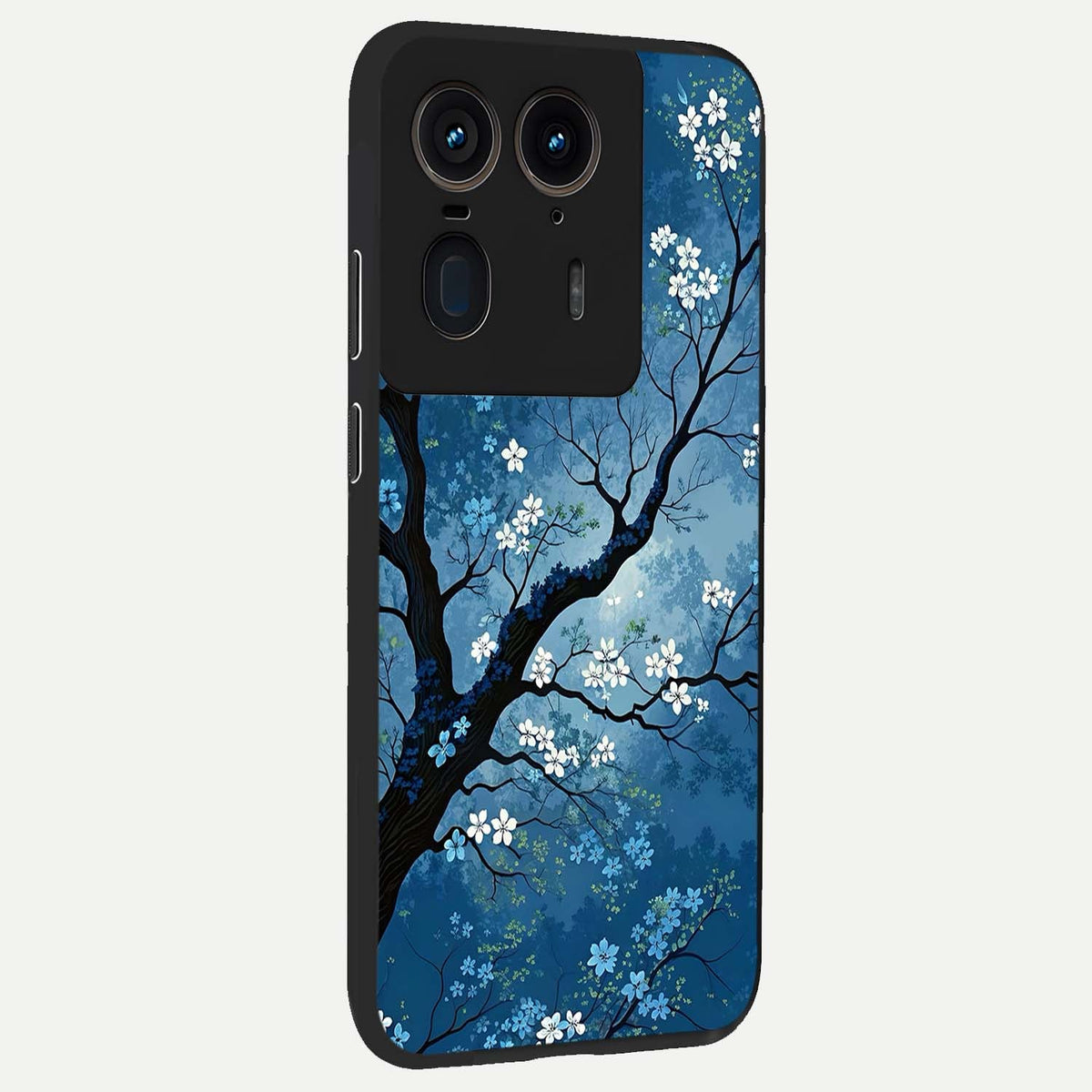  Blue Tree Serenity back cover For Moto Edge 50 Ultra slim fit glass case with vibrant aesthetic design
