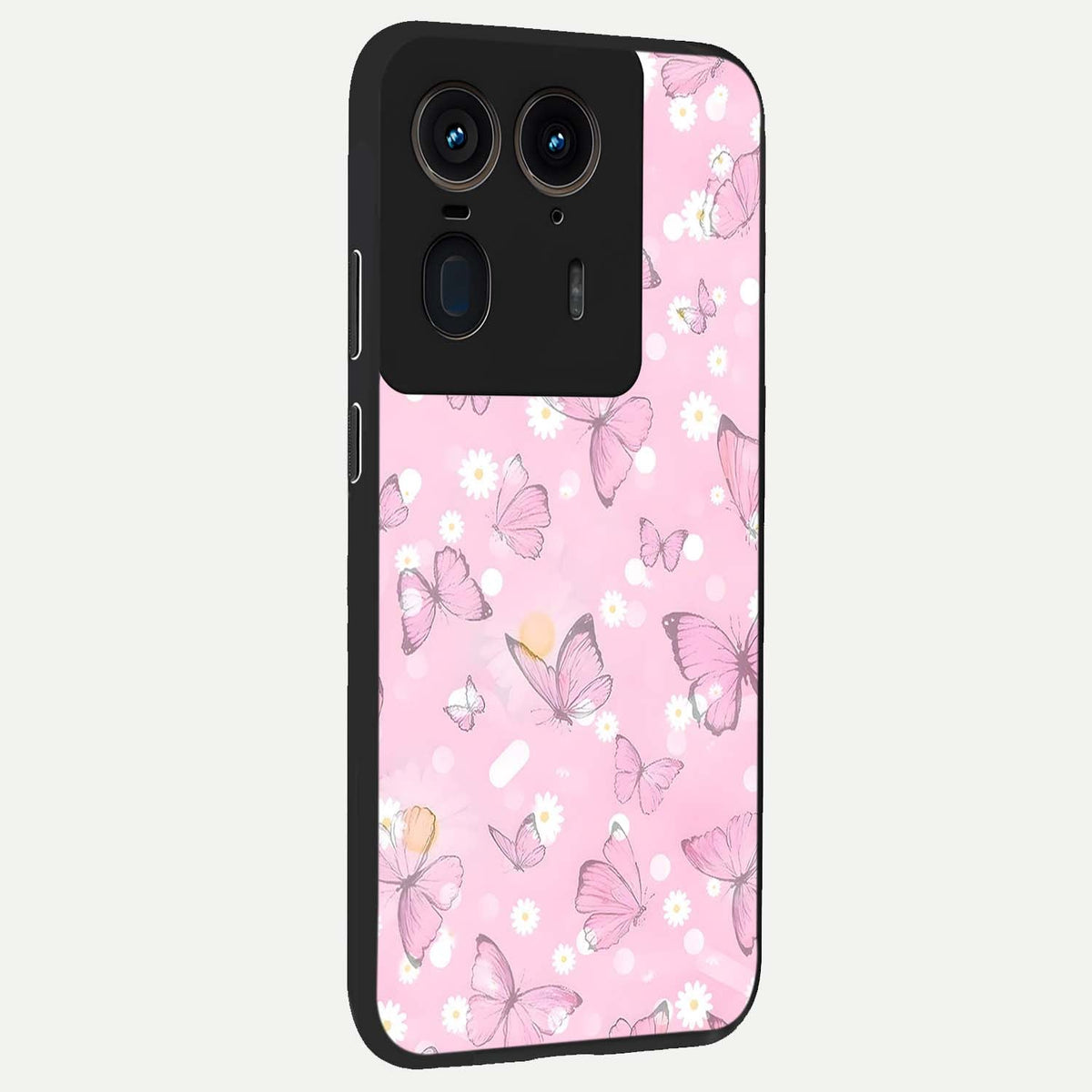 Blush Butterfly Garden back cover For Moto Edge 50 Ultra slim fit glass case with vibrant aesthetic design