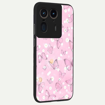  Blush Butterfly Garden back cover For Moto Edge 50 Ultra slim fit glass case with vibrant aesthetic design