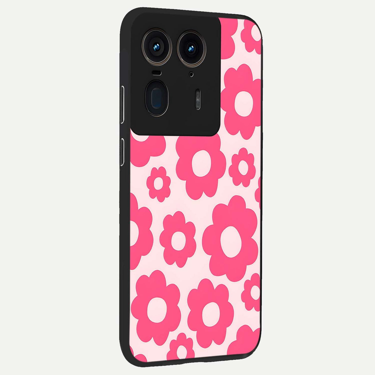  Blush Flower Pop back cover For Moto Edge 50 Ultra slim fit glass case with vibrant aesthetic design