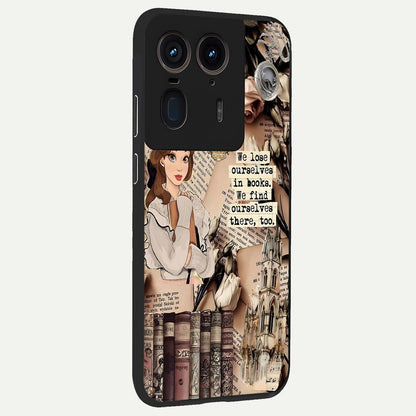  Bookish Dream World back cover For Moto Edge 50 Ultra slim fit glass case with vibrant aesthetic design