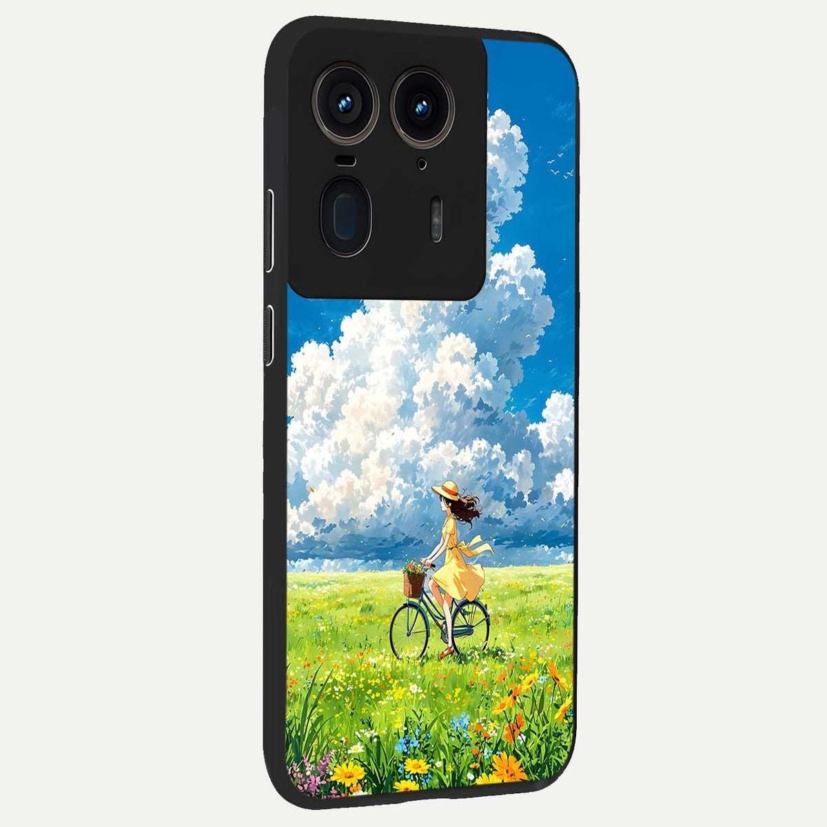  Breezy Meadow Ride back cover For Moto Edge 50 Ultra slim fit glass case with vibrant aesthetic design
