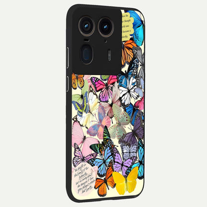  Butterflies Petal Dream back cover For Moto Edge 50 Ultra slim fit glass case with vibrant aesthetic design