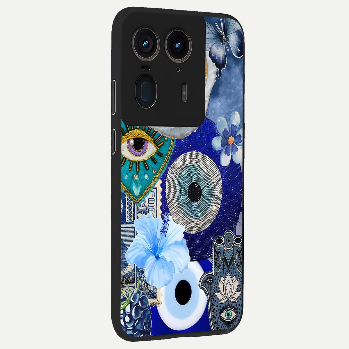  Celestial Blue Vision back cover For Moto Edge 50 Ultra slim fit glass case with vibrant aesthetic design