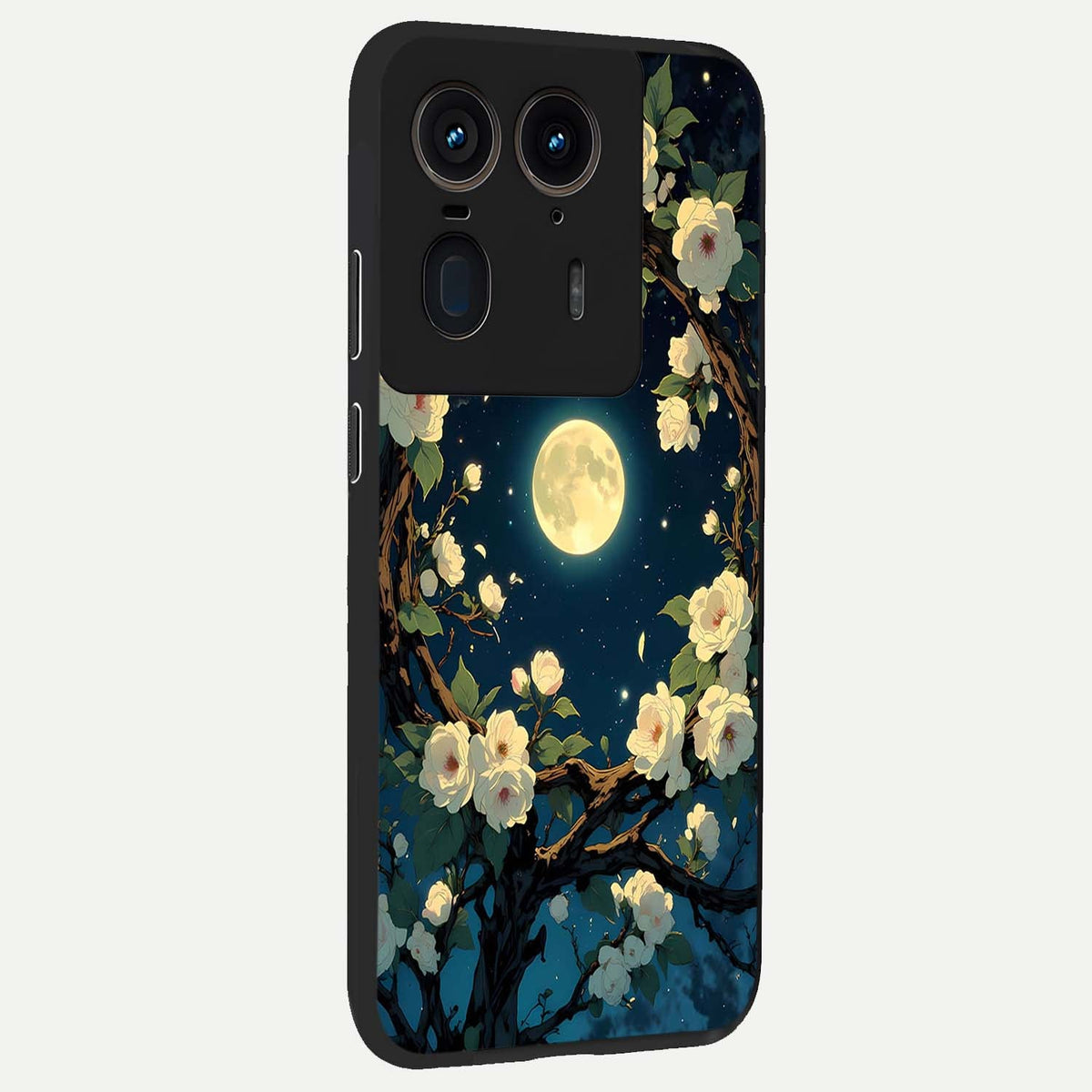  Celestial Moon And Flower back cover For Moto Edge 50 Ultra slim fit glass case with vibrant aesthetic design