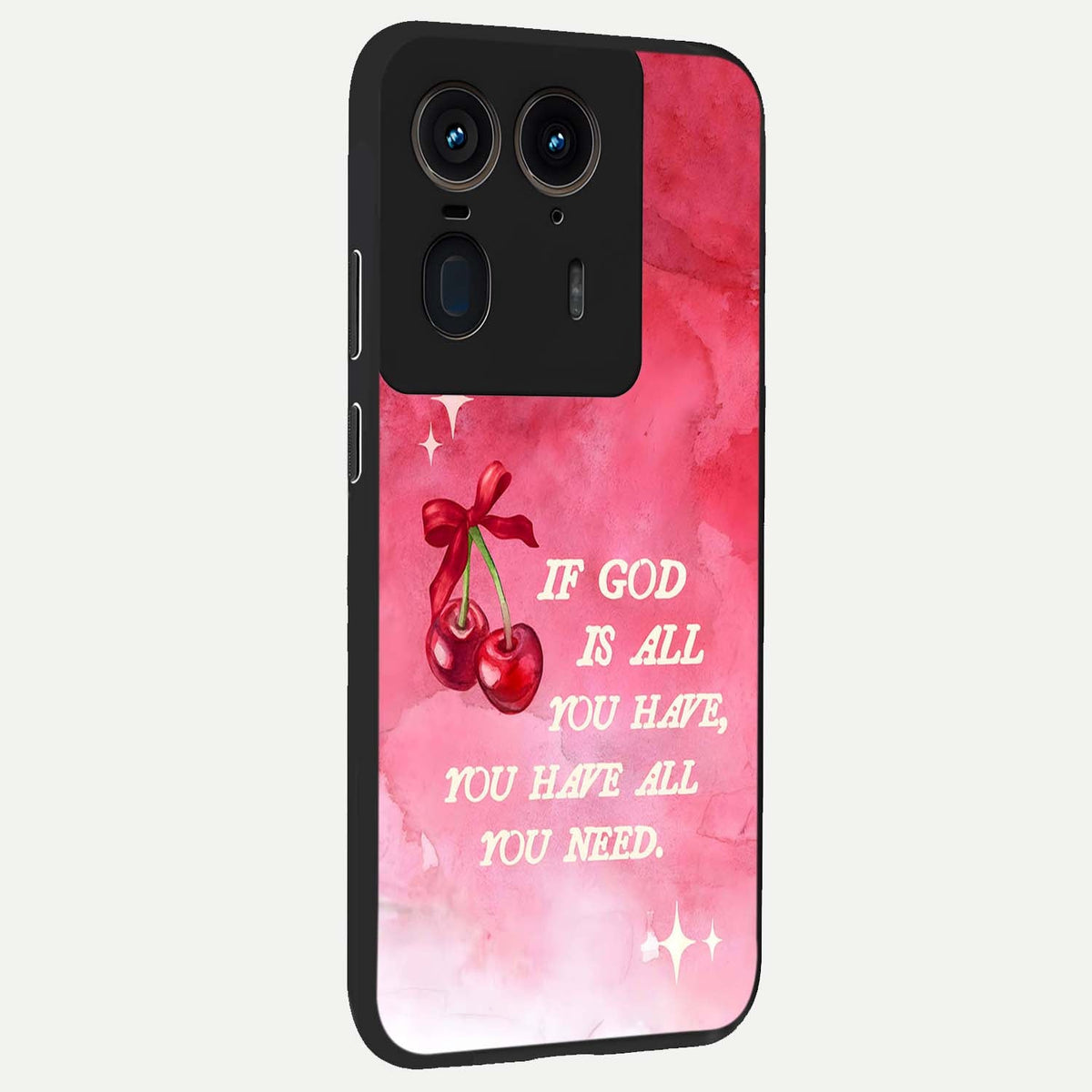  Cherry Quote back cover For Moto Edge 50 Ultra slim fit glass case with vibrant aesthetic design