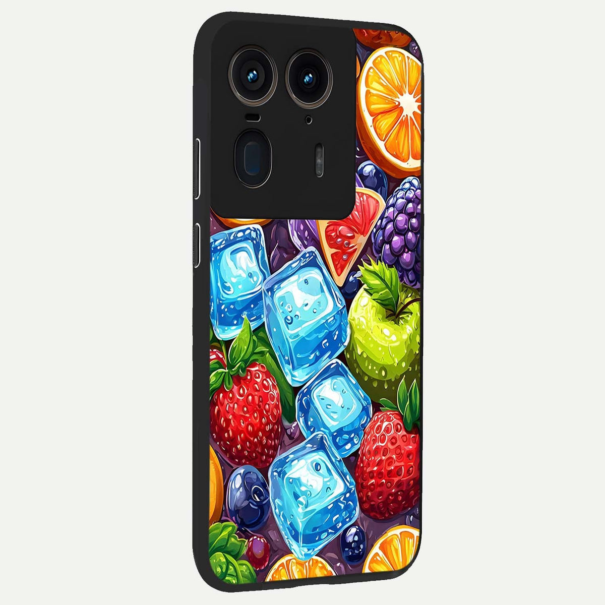  Colorful Fruits with Ice back cover For Moto Edge 50 Ultra slim fit glass case with vibrant aesthetic design