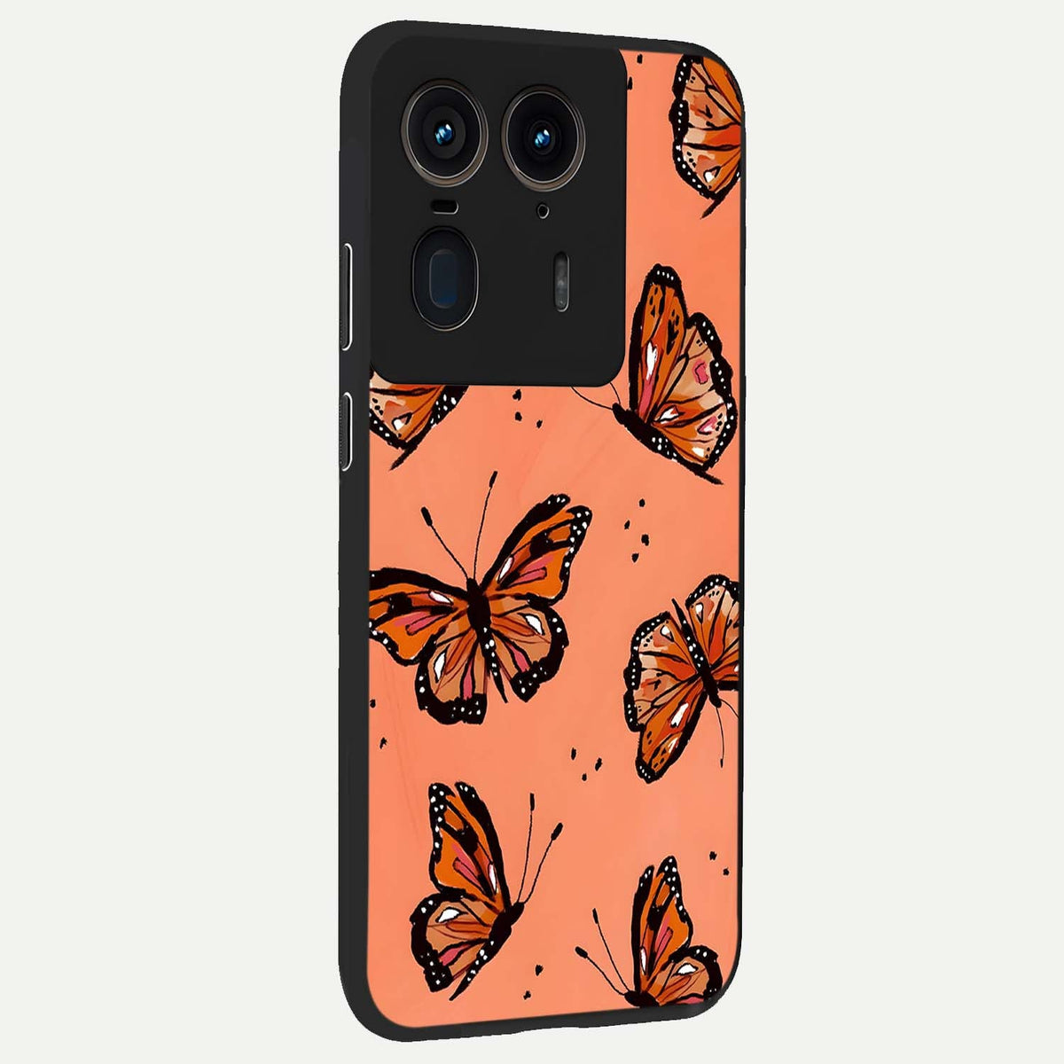  Coral Wing Butterfly back cover For Moto Edge 50 Ultra slim fit glass case with vibrant aesthetic design