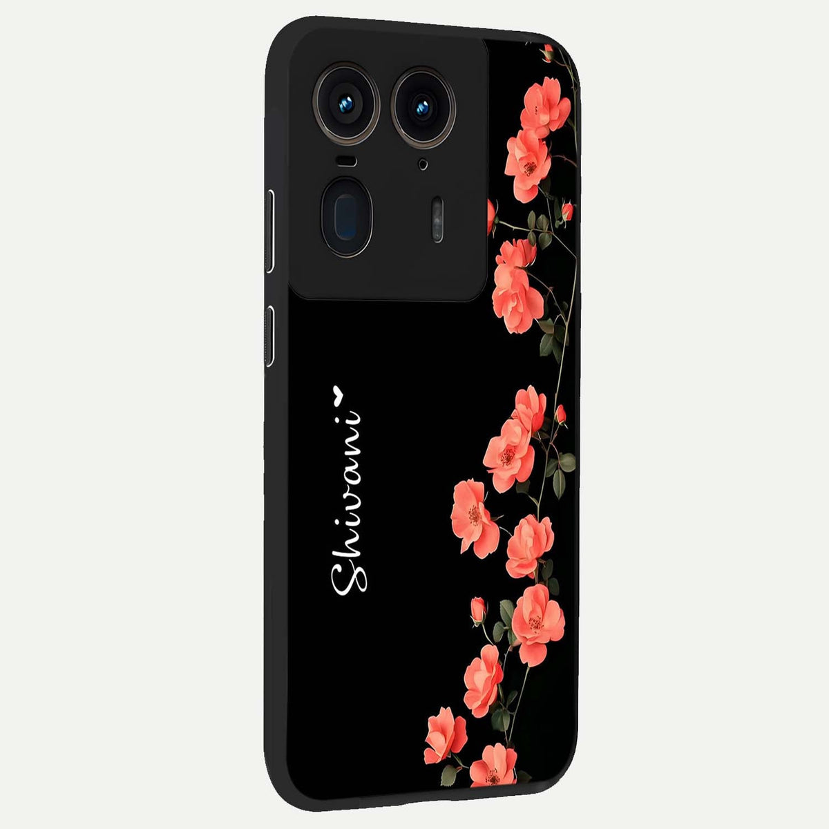  Crimson Bloom Grace Custom Name back cover For Moto Edge 50 Ultra slim fit glass case with vibrant aesthetic design