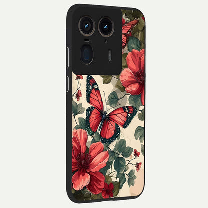  Crimson Butterfly Garden back cover For Moto Edge 50 Ultra slim fit glass case with vibrant aesthetic design