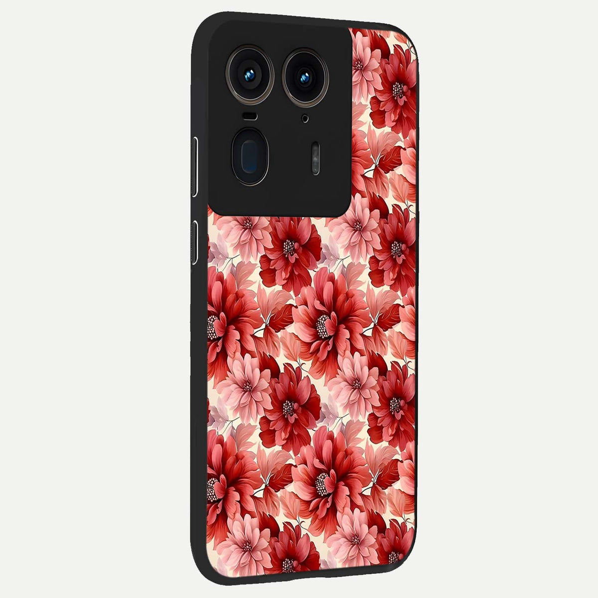  Crimson Love Petals back cover For Moto Edge 50 Ultra slim fit glass case with vibrant aesthetic design