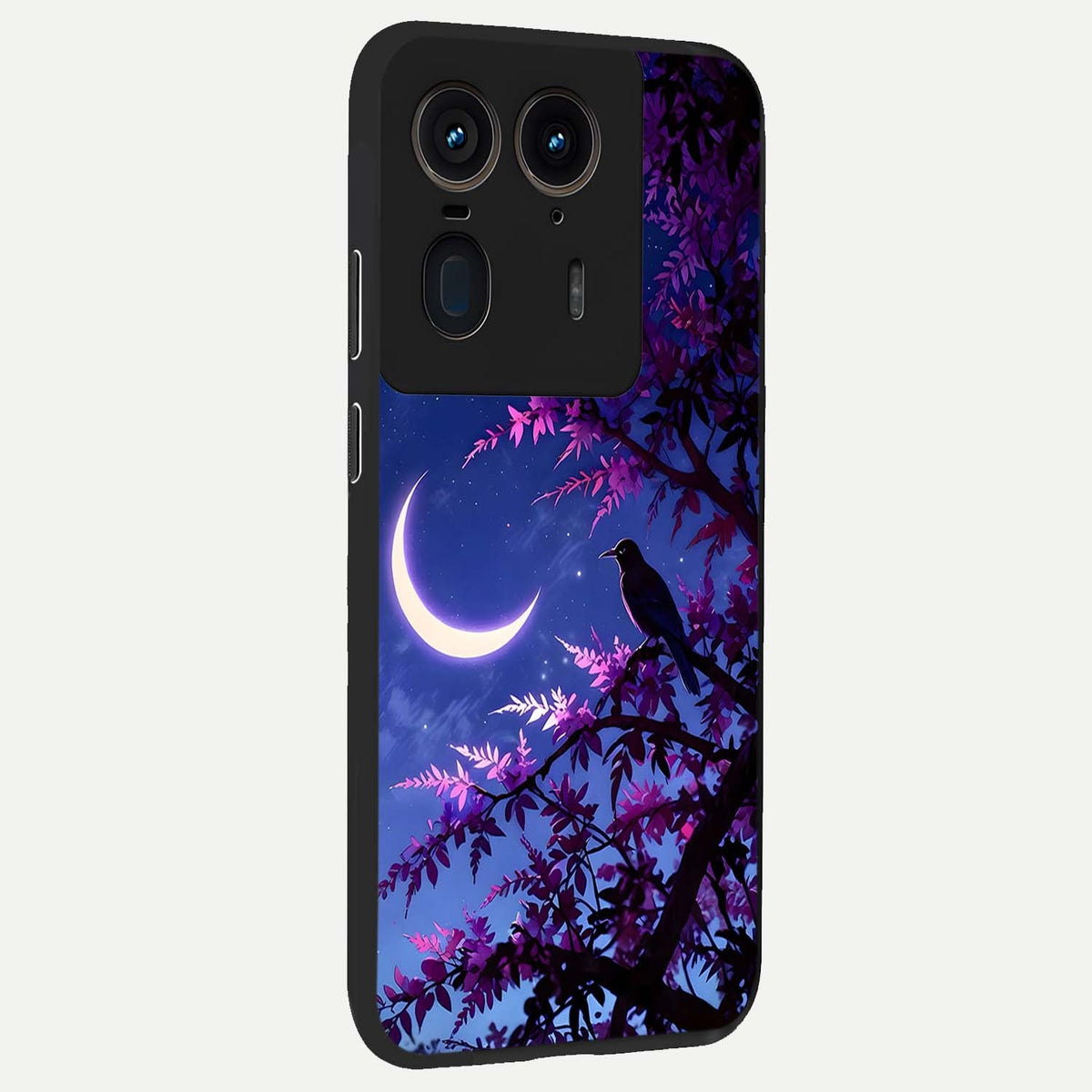  Crow And Moon Scenery back cover For Moto Edge 50 Ultra slim fit glass case with vibrant aesthetic design