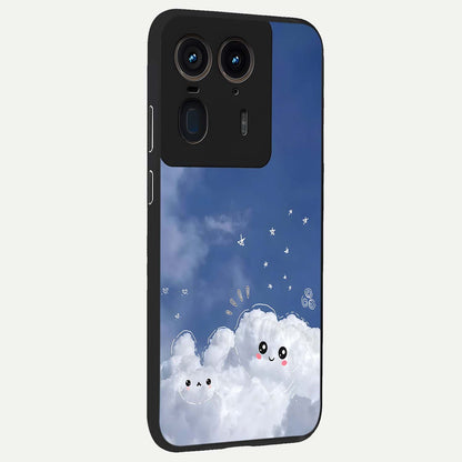  Cute Blossom Cloud back cover For Moto Edge 50 Ultra slim fit glass case with vibrant aesthetic design