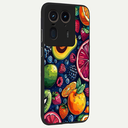  Cute Fruits Art back cover For Moto Edge 50 Ultra slim fit glass case with vibrant aesthetic design