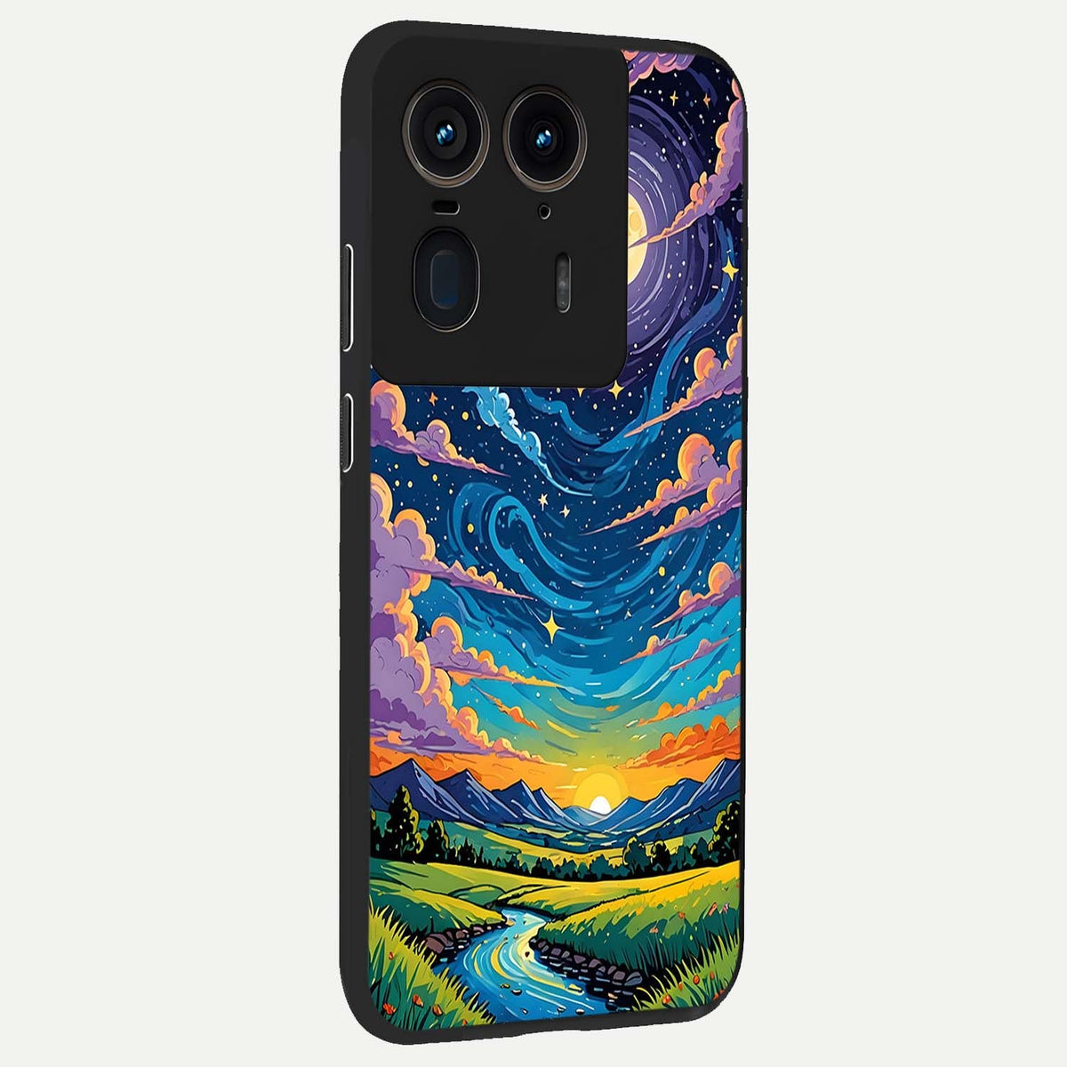  Dreamy Night Landscape back cover For Moto Edge 50 Ultra slim fit glass case with vibrant aesthetic design