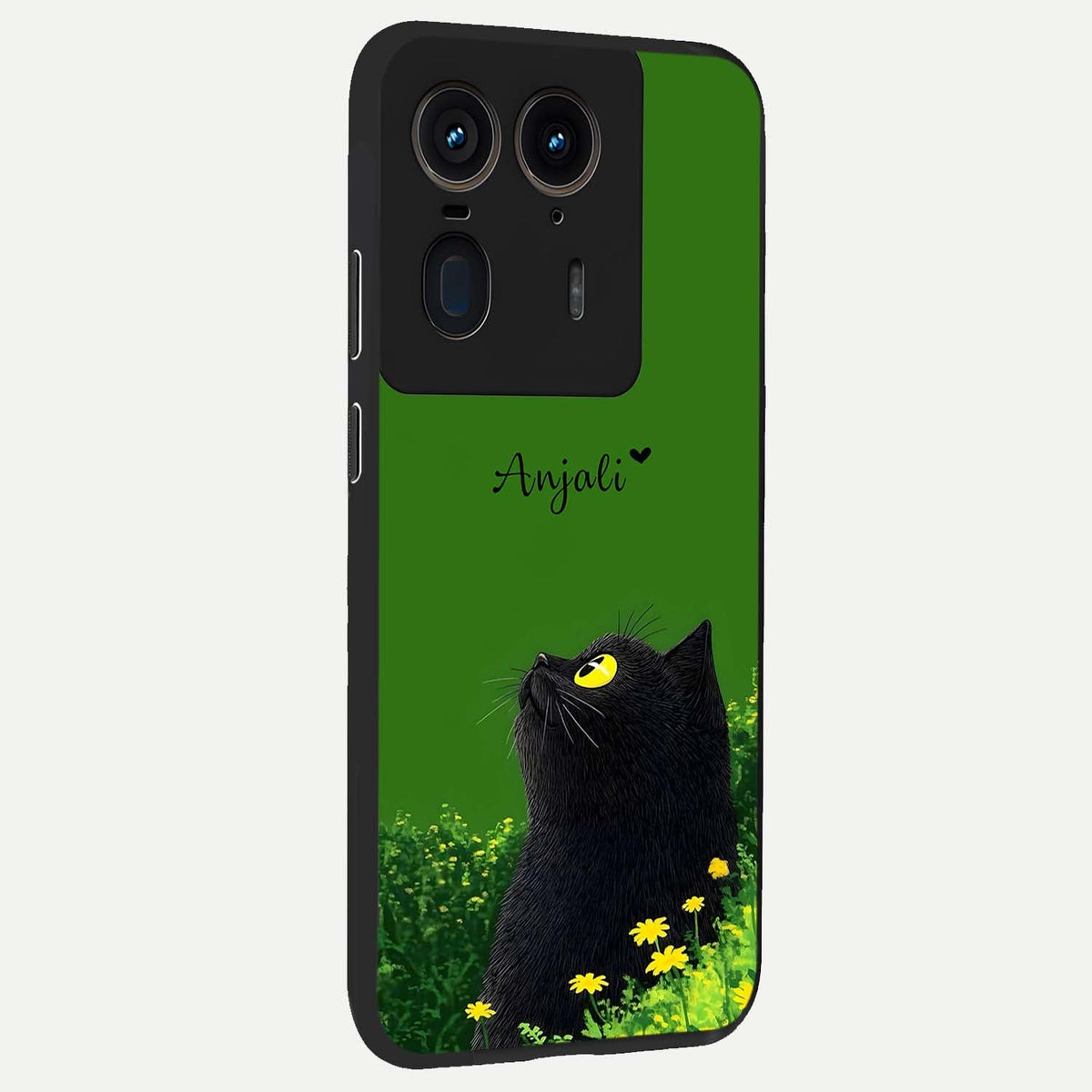  Emerald Cat Custom Name back cover For Moto Edge 50 Ultra slim fit glass case with vibrant aesthetic design
