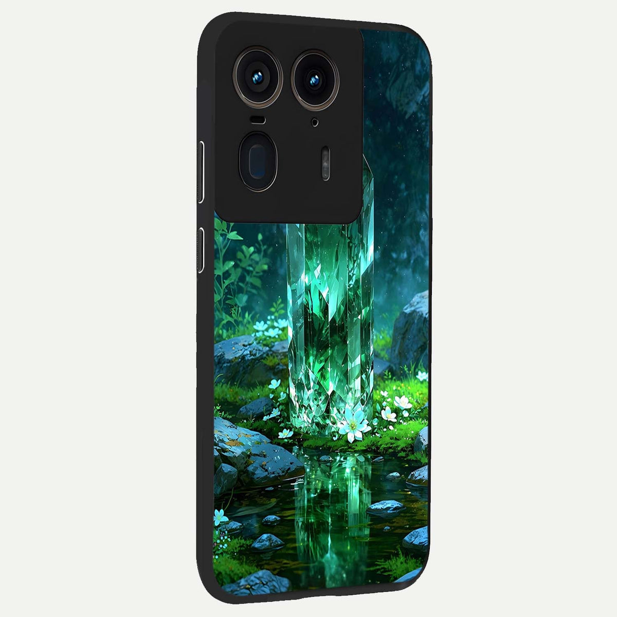  Emerald Light Crystal back cover For Moto Edge 50 Ultra slim fit glass case with vibrant aesthetic design