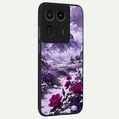  Flower Mountain View back cover For Moto Edge 50 Ultra slim fit glass case with vibrant aesthetic design