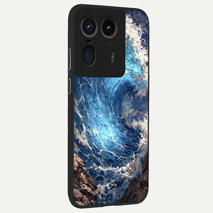  Giant Ocean Wave back cover For Moto Edge 50 Ultra slim fit glass case with vibrant aesthetic design