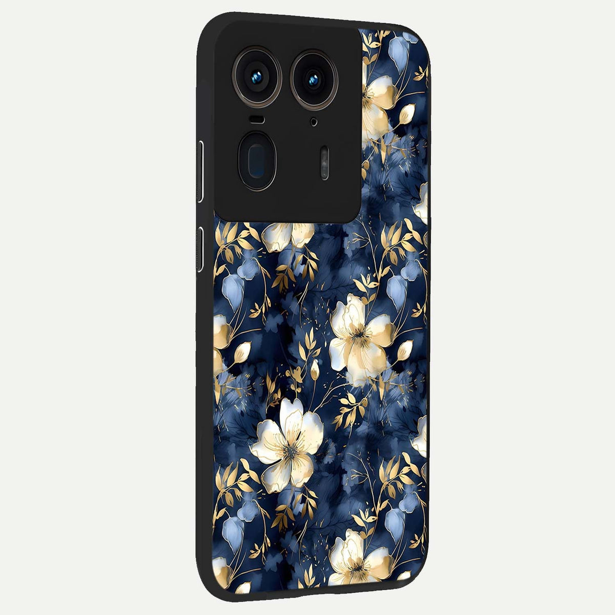  Golden Midnight Bloom back cover For Moto Edge 50 Ultra slim fit glass case with vibrant aesthetic design