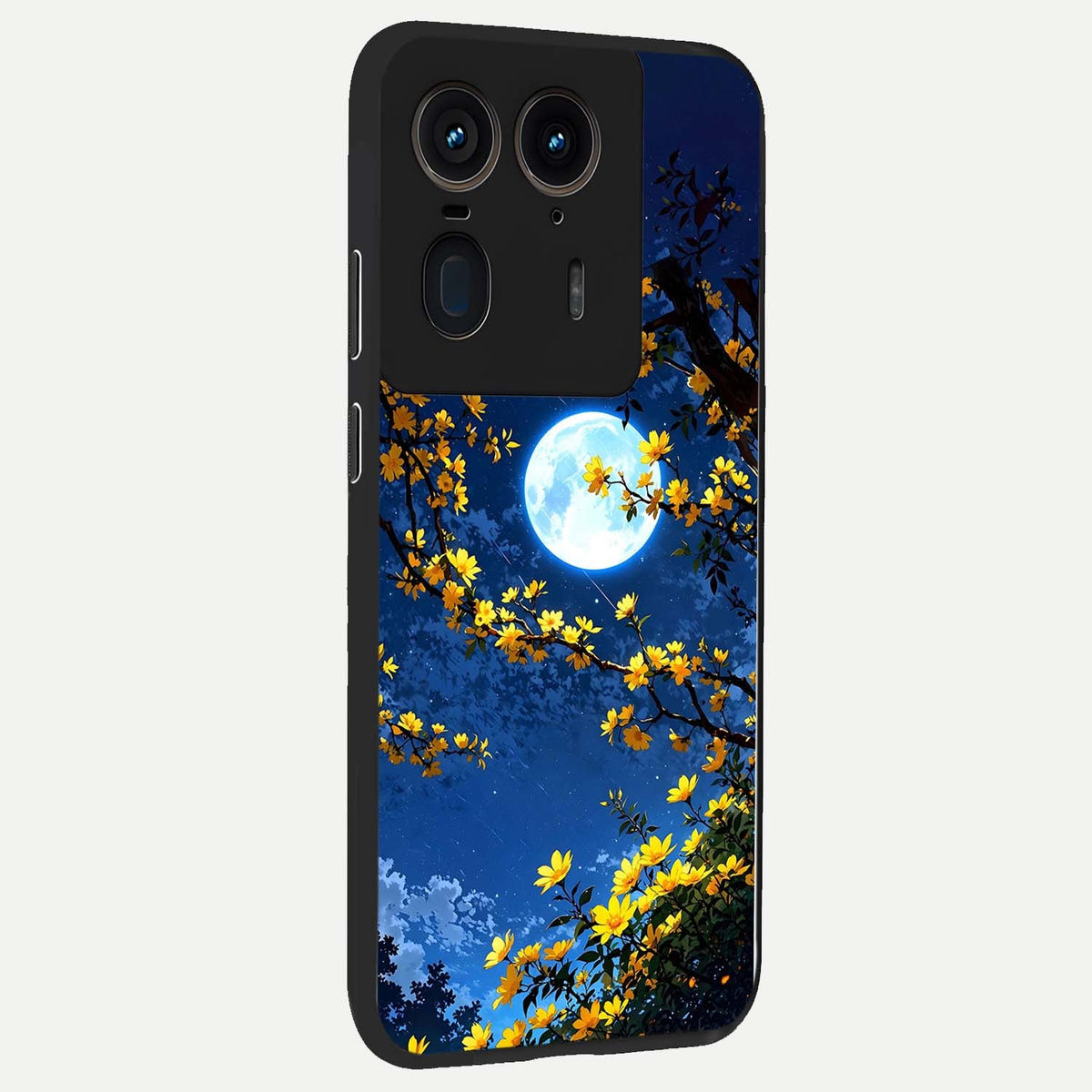  Golden Night Glow back cover For Moto Edge 50 Ultra slim fit glass case with vibrant aesthetic design