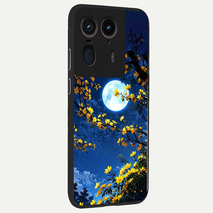 Golden Night Glow back cover For Moto Edge 50 Ultra slim fit glass case with vibrant aesthetic design