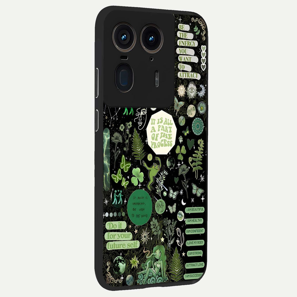  Green Mandala Pattern back cover For Moto Edge 50 Ultra slim fit glass case with vibrant aesthetic design