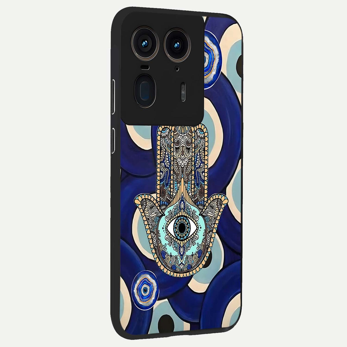  Hamsa Divine Guard back cover For Moto Edge 50 Ultra slim fit glass case with vibrant aesthetic design