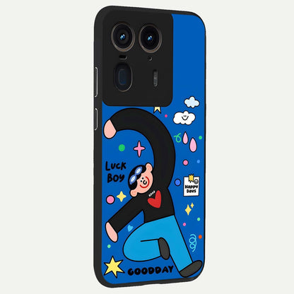  Happy Luck Vibe back cover For Moto Edge 50 Ultra slim fit glass case with vibrant aesthetic design