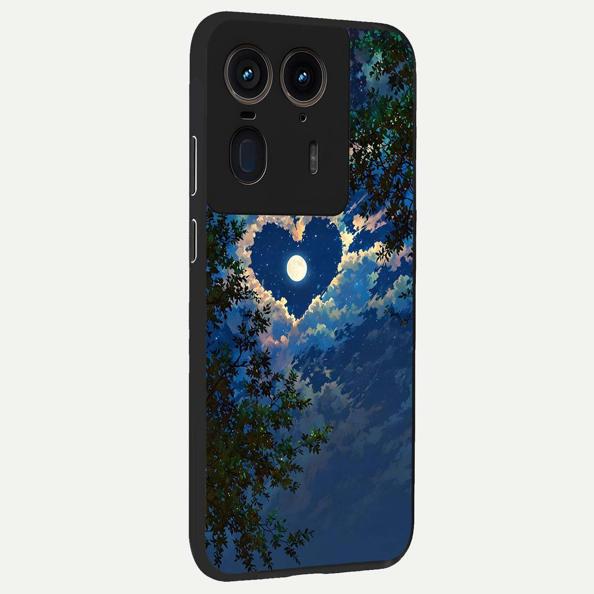 Heart With Moon Sky back cover For Moto Edge 50 Ultra slim fit glass case with vibrant aesthetic design