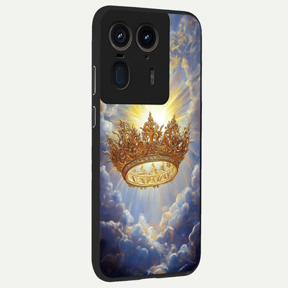  Heavenly Crown Light back cover For Moto Edge 50 Ultra slim fit glass case with vibrant aesthetic design