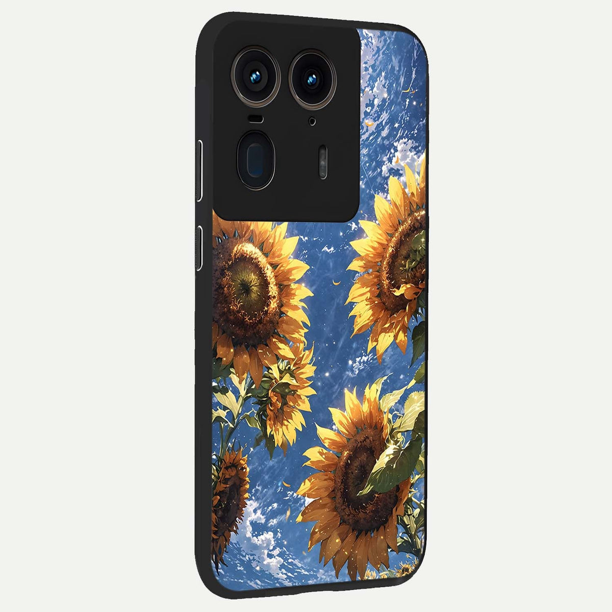  Heavenly Sunflower Rise back cover For Moto Edge 50 Ultra slim fit glass case with vibrant aesthetic design