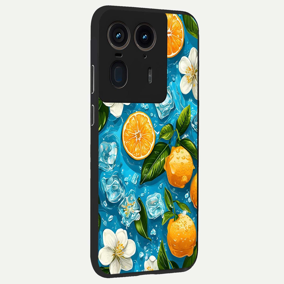  Ice Cube With Orange back cover For Moto Edge 50 Ultra slim fit glass case with vibrant aesthetic design
